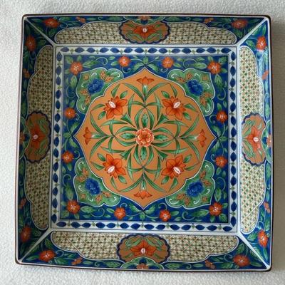 Japanese Square Floral Motif Porcelain Platter Neiman Marcus