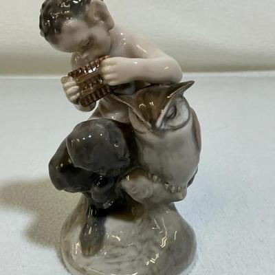 Royal Copenhagen Figure, Faun With Owl, #2107 Vintage