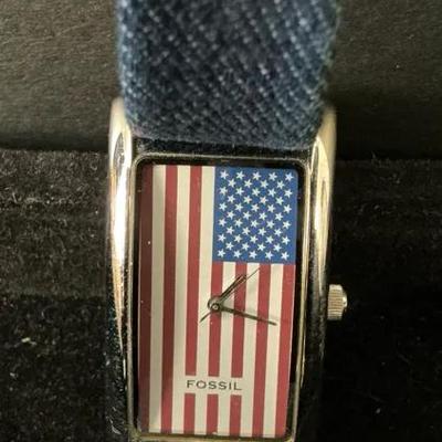 Fossil Nordstrom Flag Denim Watch