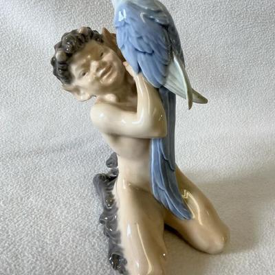Royal Copenhagen Porcelain Faun With Parrot Figurine, Vintage