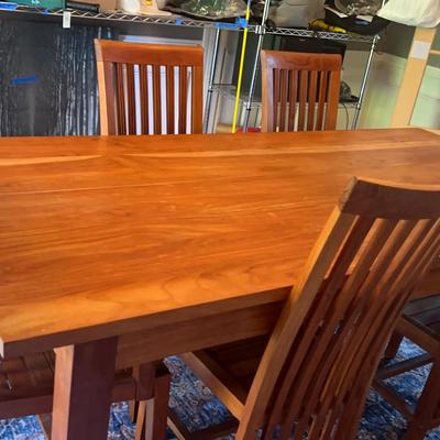 Solid Wood Dining Table with Six Matching Chairs