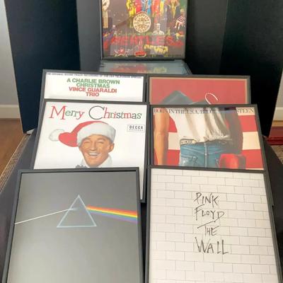 Framed Album Art Collection Featuring Pink Floyd, The Beatles & More