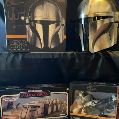 Star Wars Collection Featuring Mandalorian Helmet, Imperial Troop Transport & Speeder Bike Set
