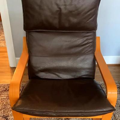 IKEA Faux Leather Chair with Light Wood Frame