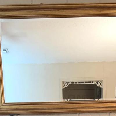 BK111 Rectangular Gold Wall Mirror with Candleholders on Each Side 