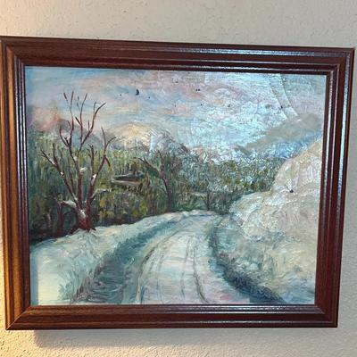 BK100 Framed Painting Depicting A Winter Landscape