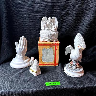 BK234 Porcelain Musicial, Snowbaby, & White Dove Figurines 