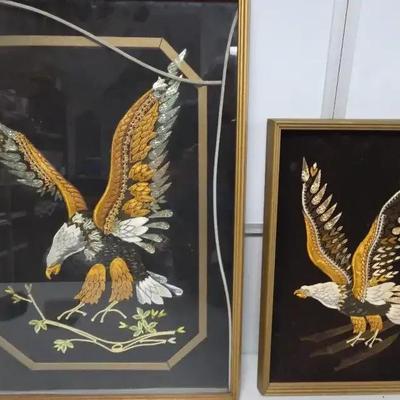 Vintage Sequin and bead art on velvet  Mid-Century Modern (MCM) 
