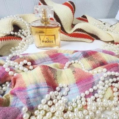 Vintage Scarfs, Perfume & Beads