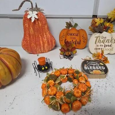 Fall Decor Pumpkins Hang Signs Metal Candle Holders
