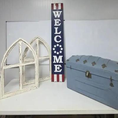 Rustic Decor Window Frames 2 Sided Wood Sign Vintage Trunk