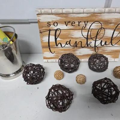 Wicker Decor Wood Sign Champaign Bucket Table Clothe 