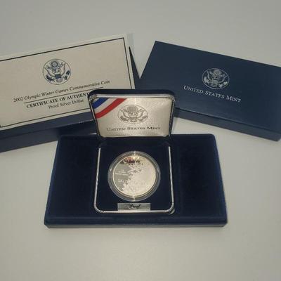 Lot 1198 2002 Olympic Winter Games Commerative Coin Program Proof Silver  Dollar