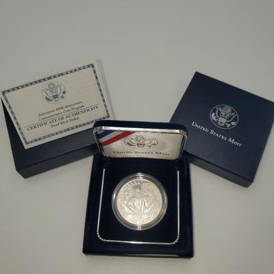 Lot 1185 US Mint Jamestown 400th Anniversary Commerative Coin Program Proof Silver Dollar