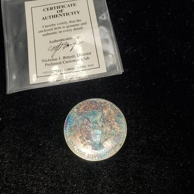 Lot 1205 2010 walking liberty silver dollar reverse rainbw toning