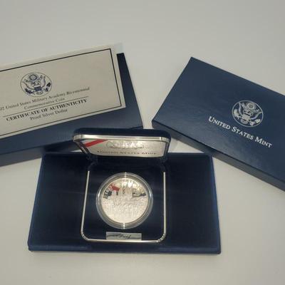 Lot 1161 2002 US Mint US Military Academy Bicentennial Commortive Silver Proof Coin