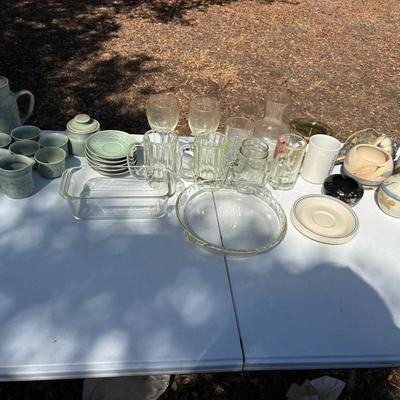 Cups, pottery and china set 