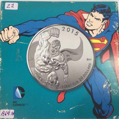 2015 Superman $20 Coin 9999 Fine Silver In Booklet