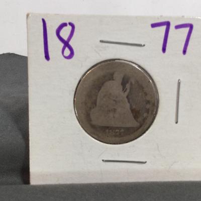 1877 Seated Liberty Quarter Silver Coin