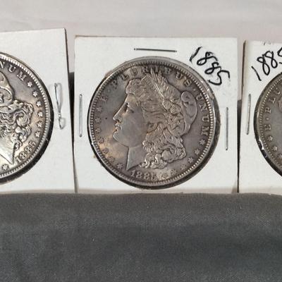 1885 X3 Morgan Dollar