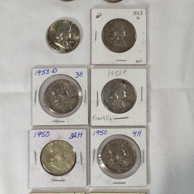 90% Silver Mixed Date Franklin $0.50; $5 Face Value