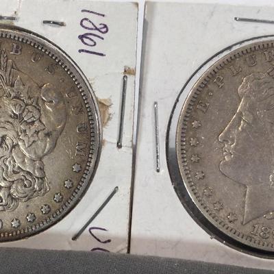 Two Morgan Dollar Lot 1861, 1890-O