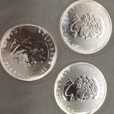 3 Canadan 1 Dollar 3/4 Silver 9999 Fine