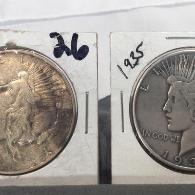1926-D, 1935  Morgan Peace Silver Dollar Coin 