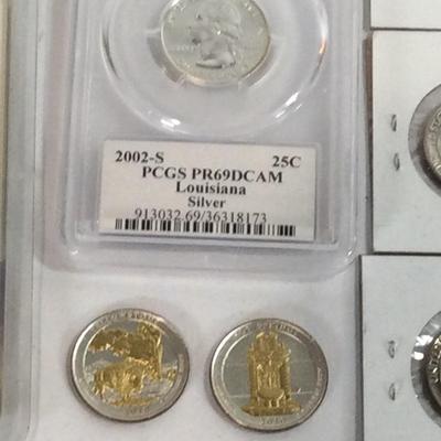 Slab, Silver, Proof Washington Quarter Lot In Cards