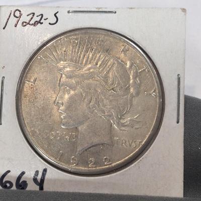 1922-S Morgan Peace Dollar Coin Silver 90%