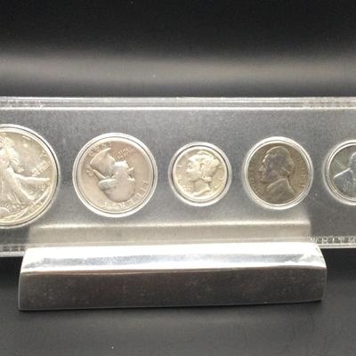 Walking Liberty Silver 1943 Coin Set With Steel Steel Cent