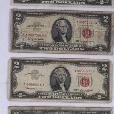 4 Lot Of 1963 Red Seal $2 Bills 