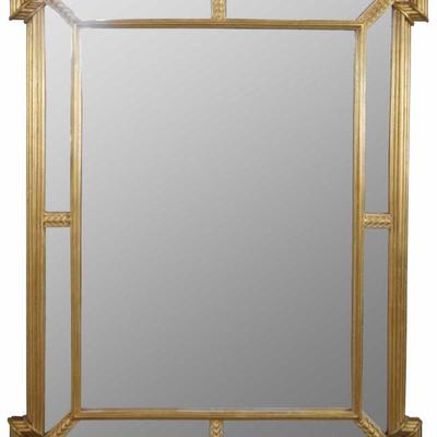 Vintage Carvers Guild Quatrain Regency Neoclassical Gold Leaf Trumeau Mirror 43". $200