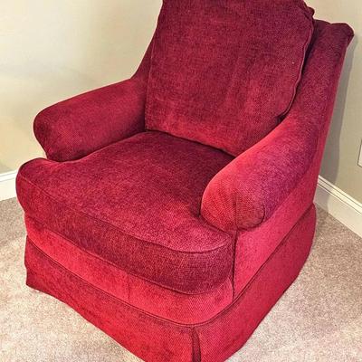 Jessica Charles Red Upholstered Swivel Rocking Chair