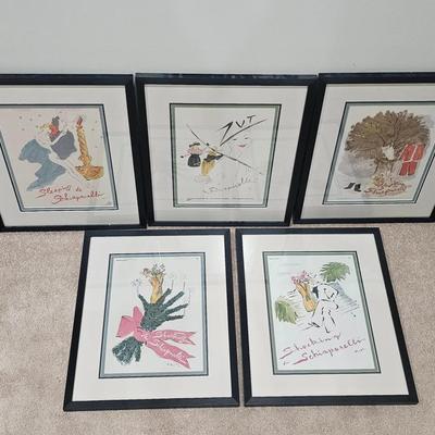 Elsa Schiaparelli Framed Perfume Prints (5)