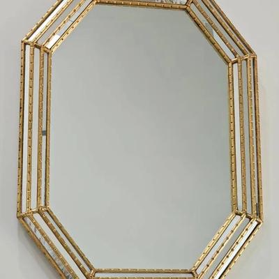 La Barge Gold-Tone Octagon Wall Mirror