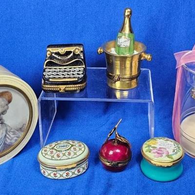 Estée Lauder 'Sun Bonnet' Solid Perfume (1), Mini Enamel Trinket Boxes (5) + Small Vanity Box (1)