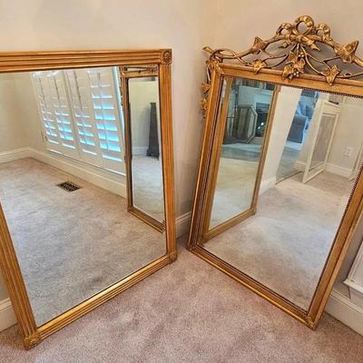 Carvers' Guild Style (1) + Regency Style (1) Gilt Wall Mirrors 