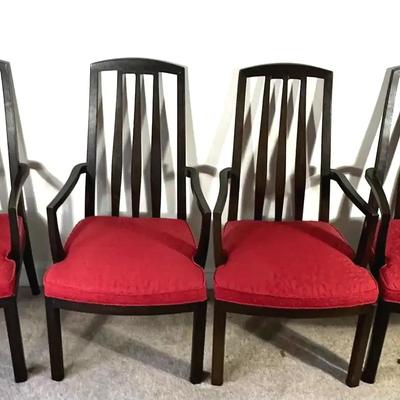 Upholstered Slat Back Wooden Dining Chairs (4)