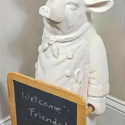 Ceramic 'Pig Chef' Sign Holder