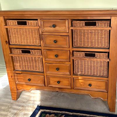 Wicker & Wood Chest Of Drawers 