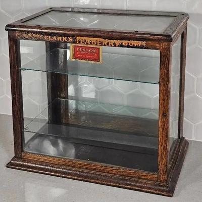 Clark's Teaberry & Dentyne Chewing Gum Oak Counter Display Case