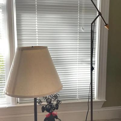Metal Sculpture Table Lamp (1) + Metal & Wood Floor Lamp