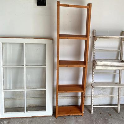 Wooden Window Frame (1) & Wooden Shelves (2)