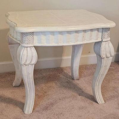 Traditional Style White Wooden End Table 