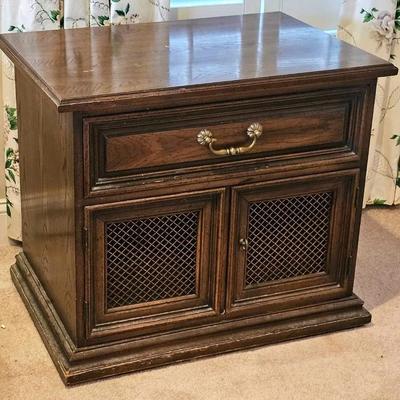 MCM Henredon Nightstand W/Metal Mesh Cabinet Doors