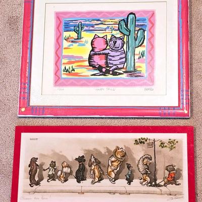 Hensso 'Happy Tails' (1) + Boris O'Klein 'Chacun son Tour' (1) Signed Framed Art Prints