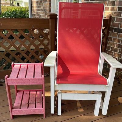 Patio Rocker Armchair (1) & Plastic Side Table (1)