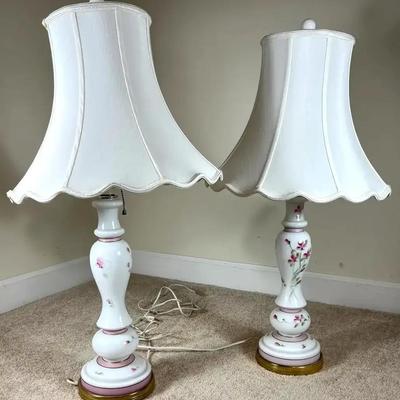 Hand painted Glass Floral Theme Lamps (2)