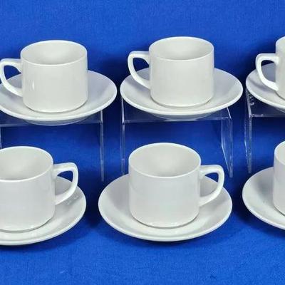 Lauffer 'Stack China' Teacups (8), Saucers (1) + Creamer (1)